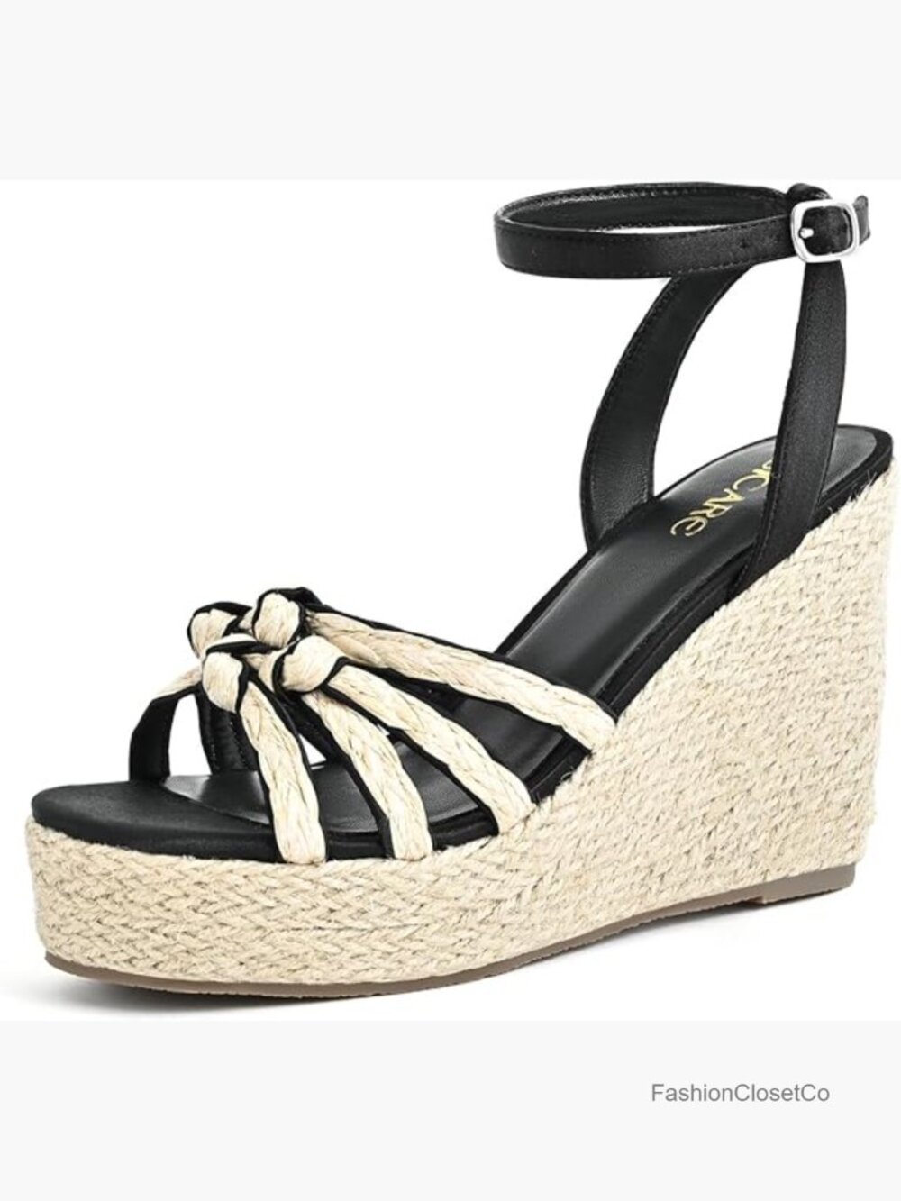 Platform Wedge Sandals Espadrilles Braided Strappy Open Toe High Heel with - Picture 1 of 7